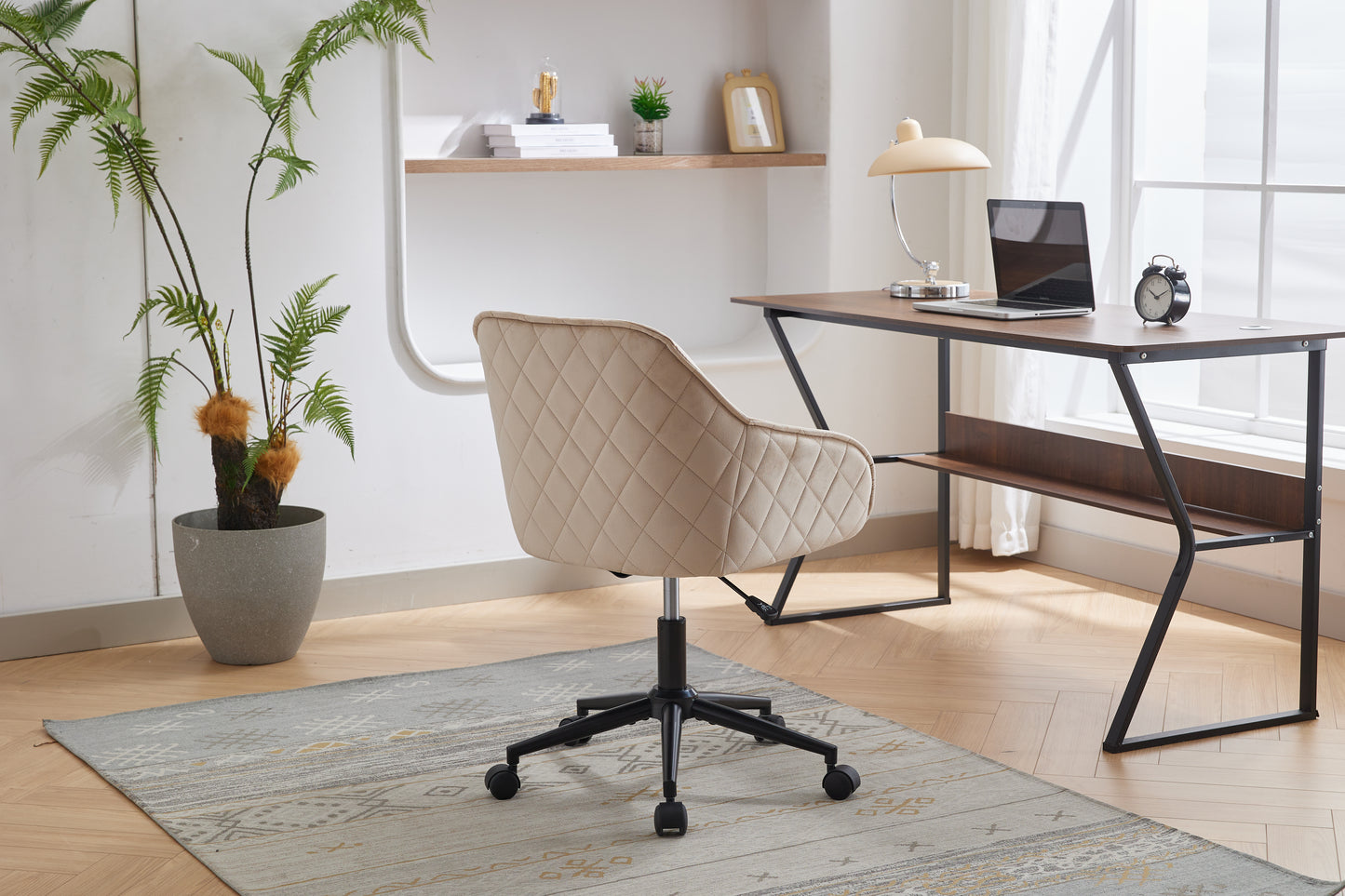 Velvet Office Desk Chair With Wheels