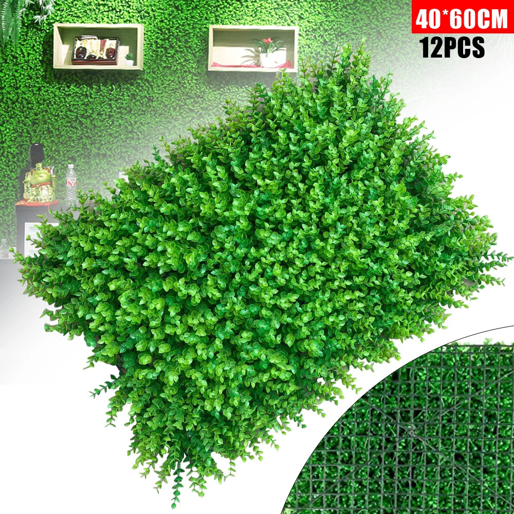 12-Pack Artificial Boxwood Topiary Hedge Panels, Faux Grass Wall Mat