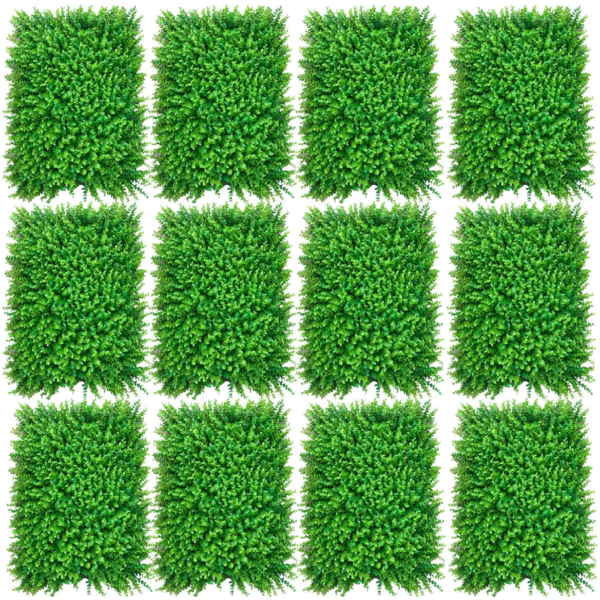 12-Pack Artificial Boxwood Topiary Hedge Panels, Faux Grass Wall Mat