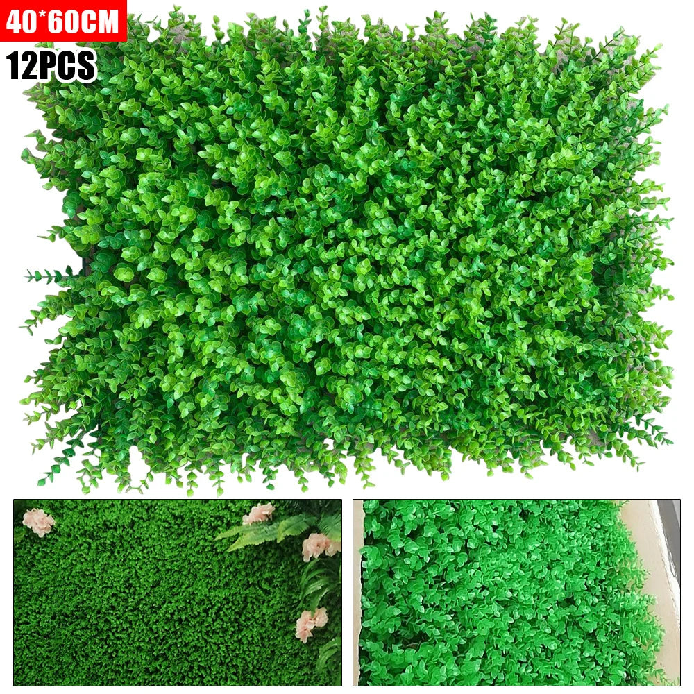 12-Pack Artificial Boxwood Topiary Hedge Panels, Faux Grass Wall Mat