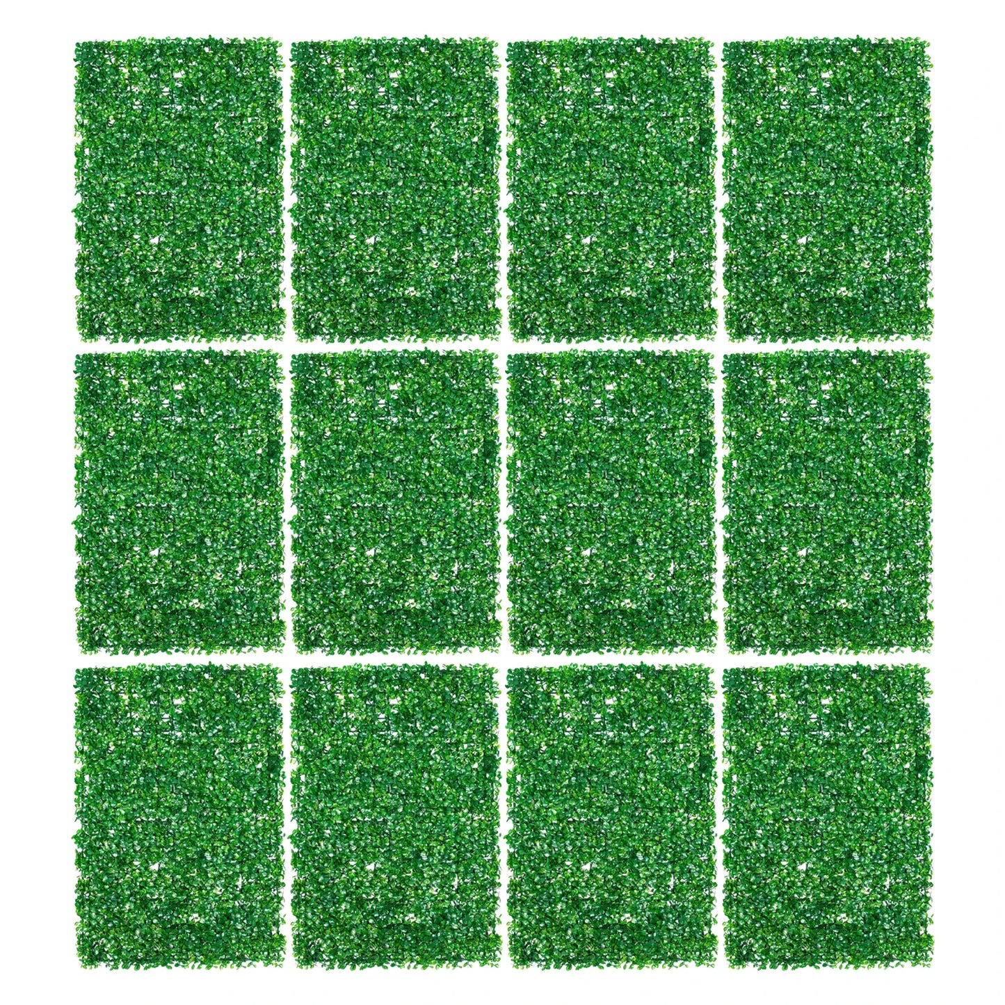 12-Pack Artificial Boxwood Topiary Hedge Panels, Faux Grass Wall Mat