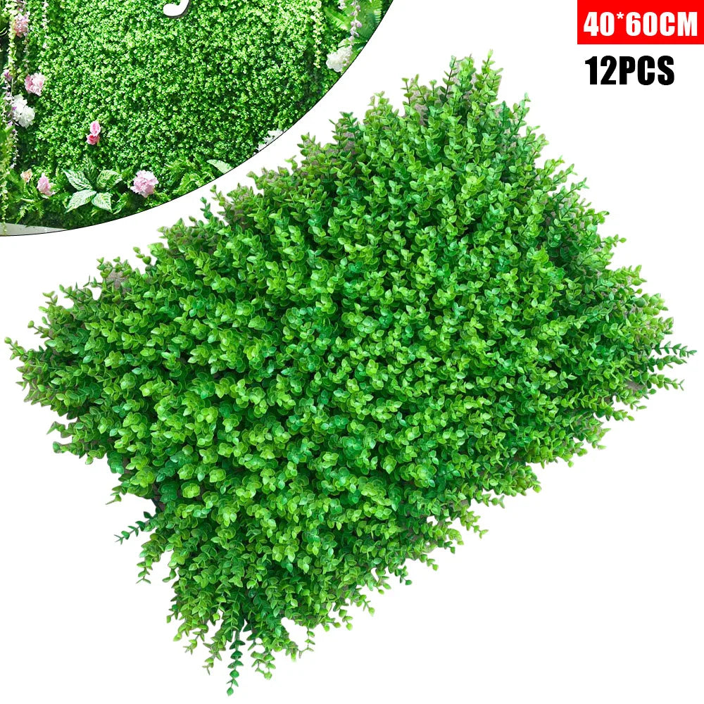 12-Pack Artificial Boxwood Topiary Hedge Panels, Faux Grass Wall Mat